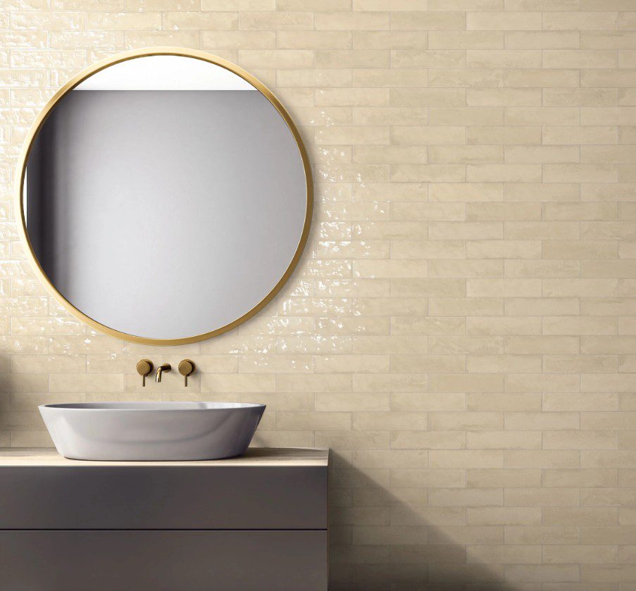 MILE stone 4Earth Biscuit Bathroom Backsplash Application