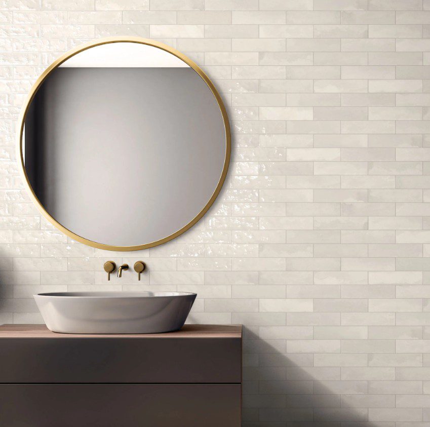 MILE stone 4Earth Warm Bathroom Backsplash Application