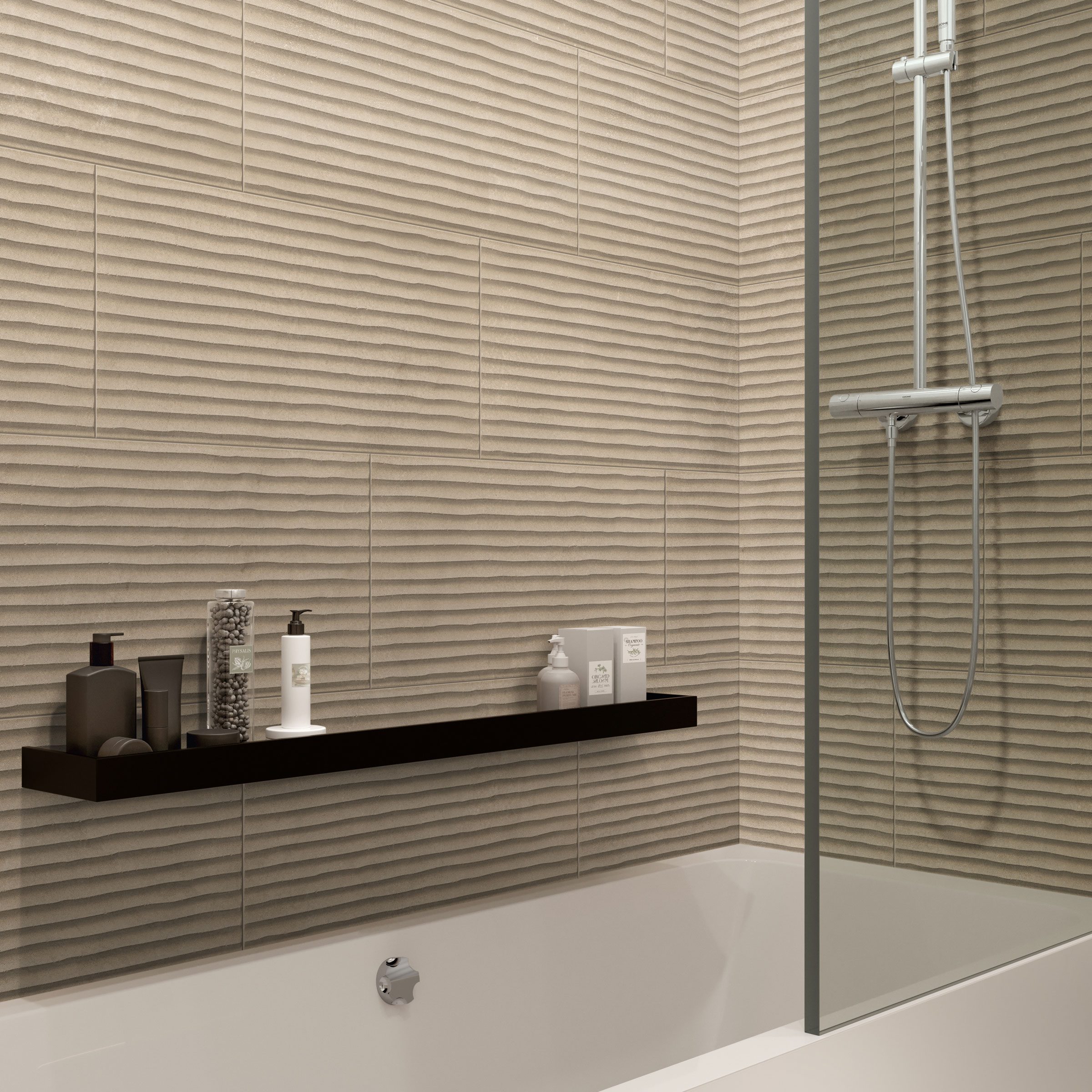 Earthen Almond Flute Ceramic Shower Wall Tile