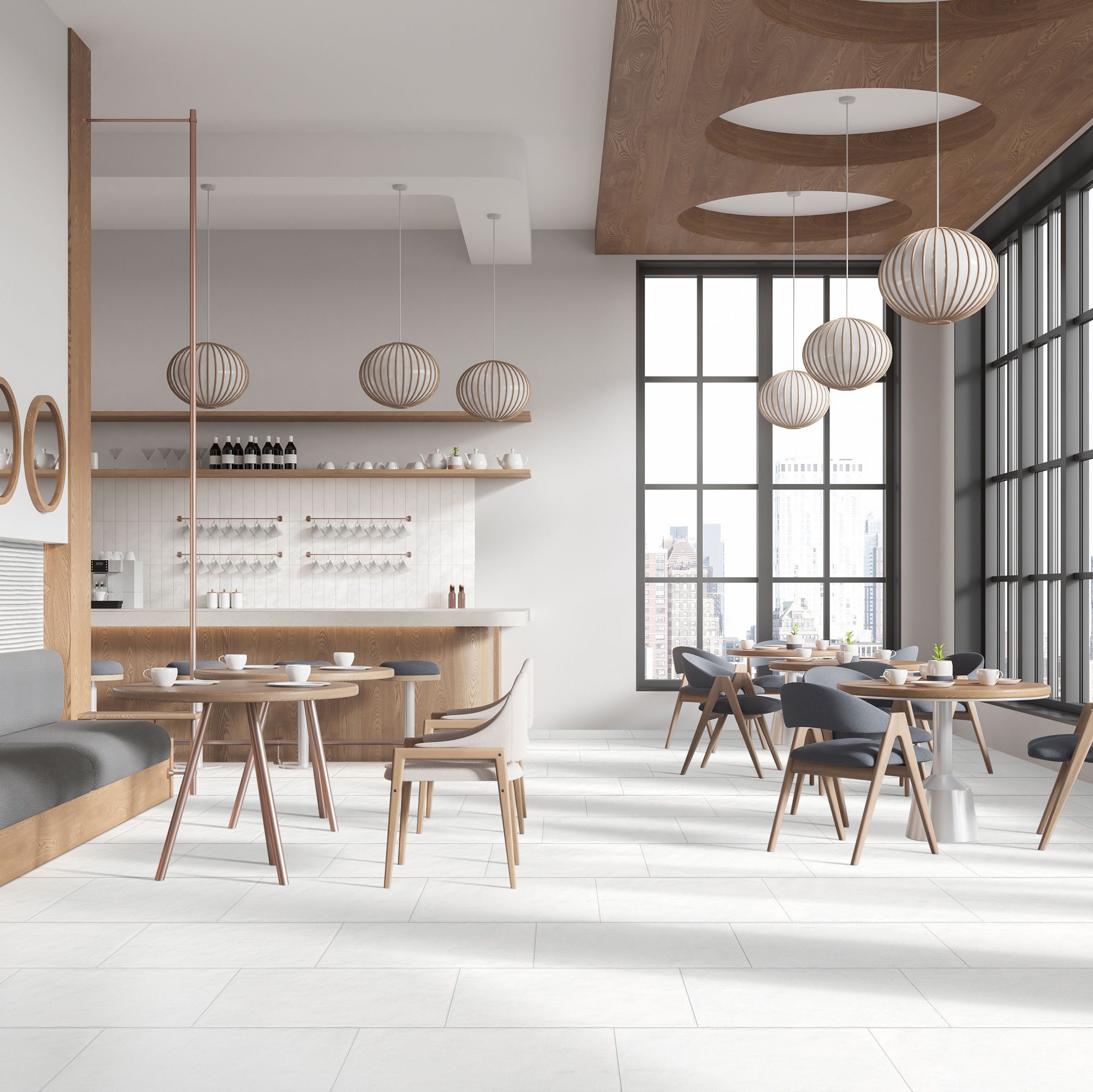 MILE®stone Earthen Whisper Porcelain Restaurant Floor Tile