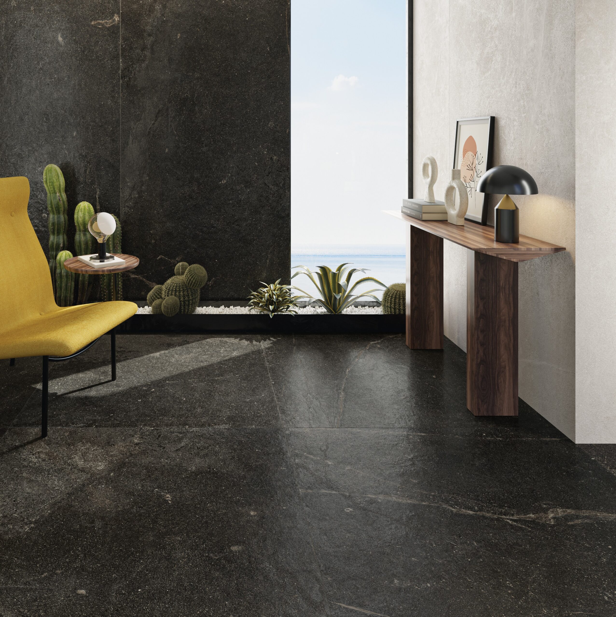 Ibla Nera Studio 120x280 Large-Format Sitting Room Tile
