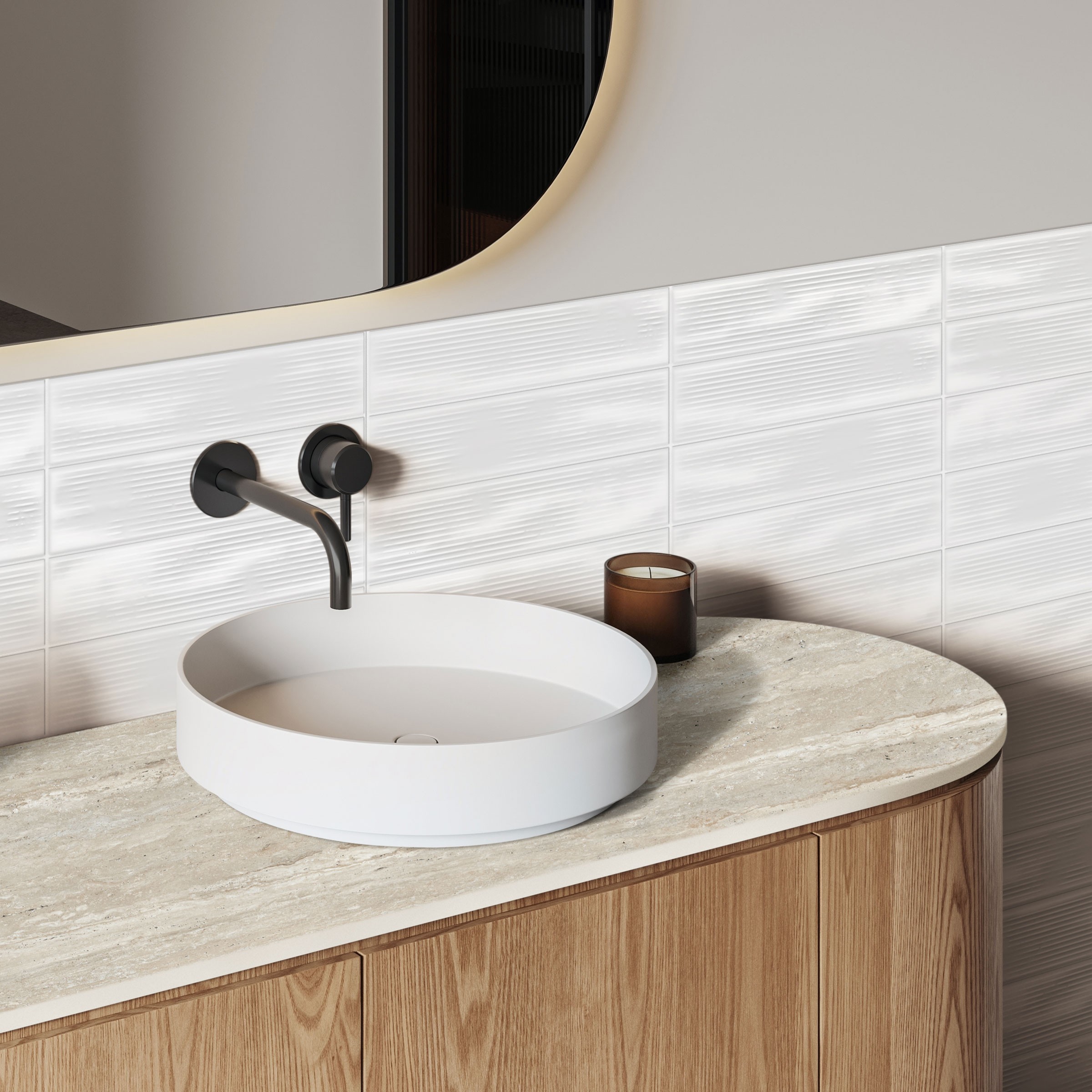 MILE®stone Earthen Vintage White Glossy Bathroom Wall Tile