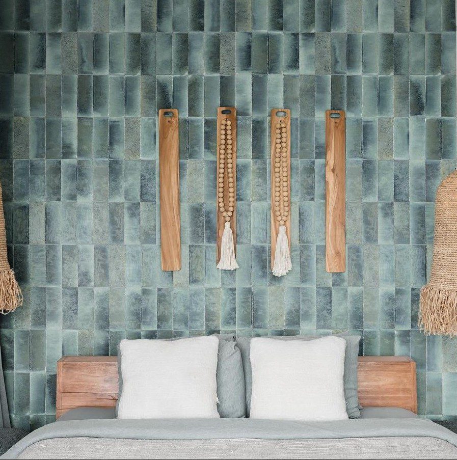 Ragno Gleeze Turchese Bedroom Accent Wall Installation