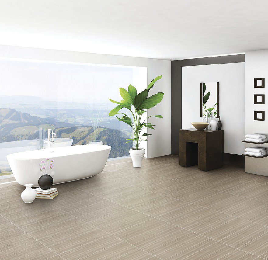 Stonepeak Matrix Taupe Blend Bathroom Floor Installation