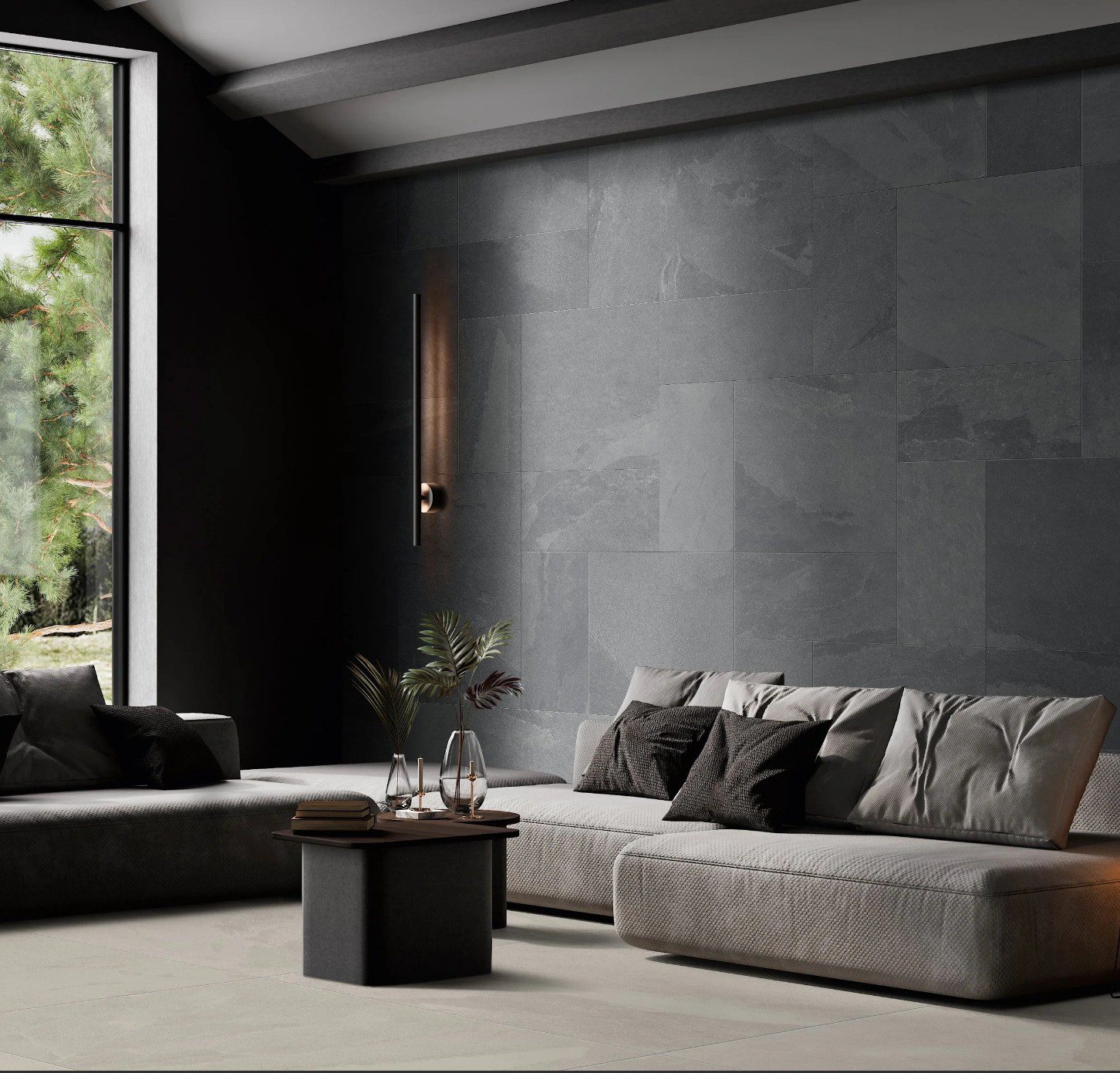 MILE stone Net-Zero Lava Living Room Installation