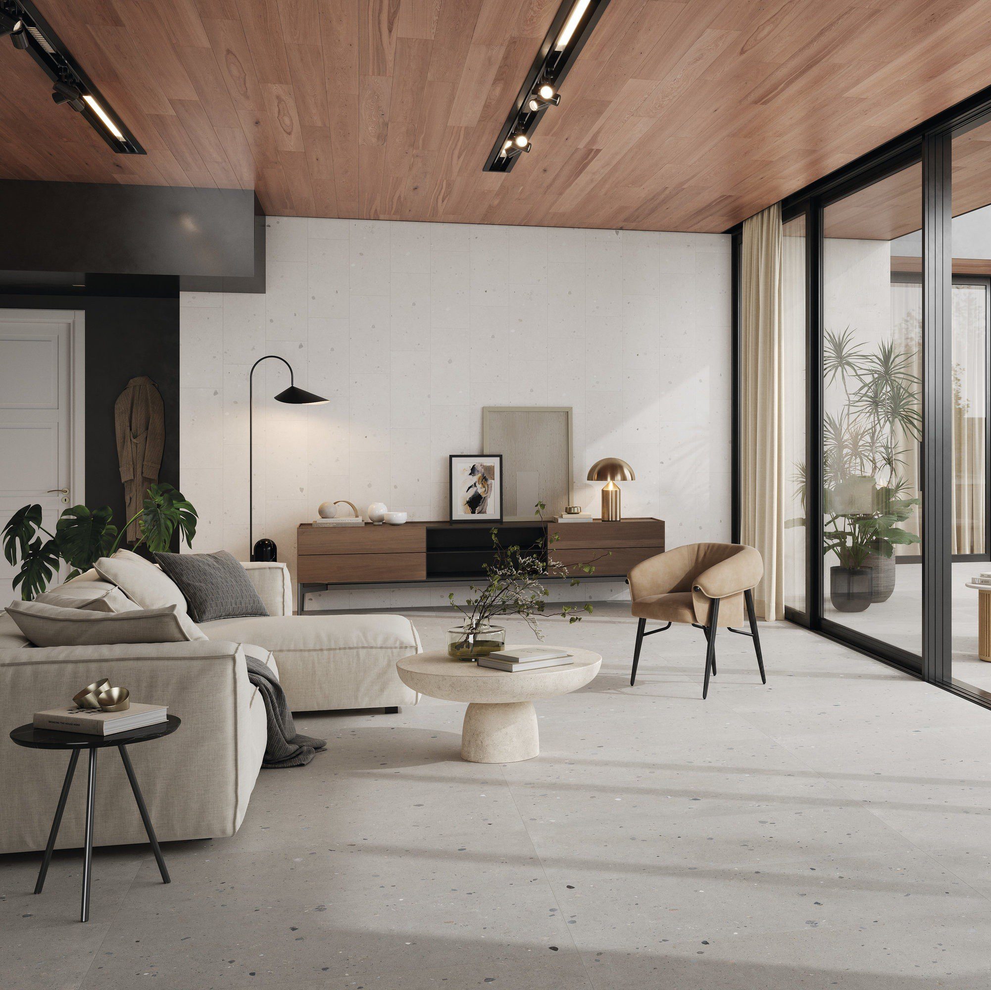 Klastos White and Light Grey 24x48 Living Room Tile
